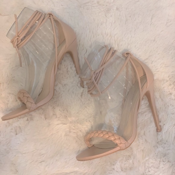 𝅺PRETTY litter things cream nude lace up sandals. - Picture 2 of 6